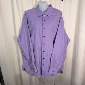 John W. Nordstrom Mens Luxury 100% Italian Cotton Dress Shirt Purple 18.5 36 XXL